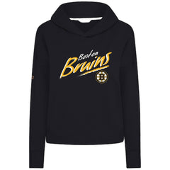Boston Bruins Levelwear Women's Sweet Sizzle Tri-Blend Cropped Pullover Hoodie - NHL Hoodies