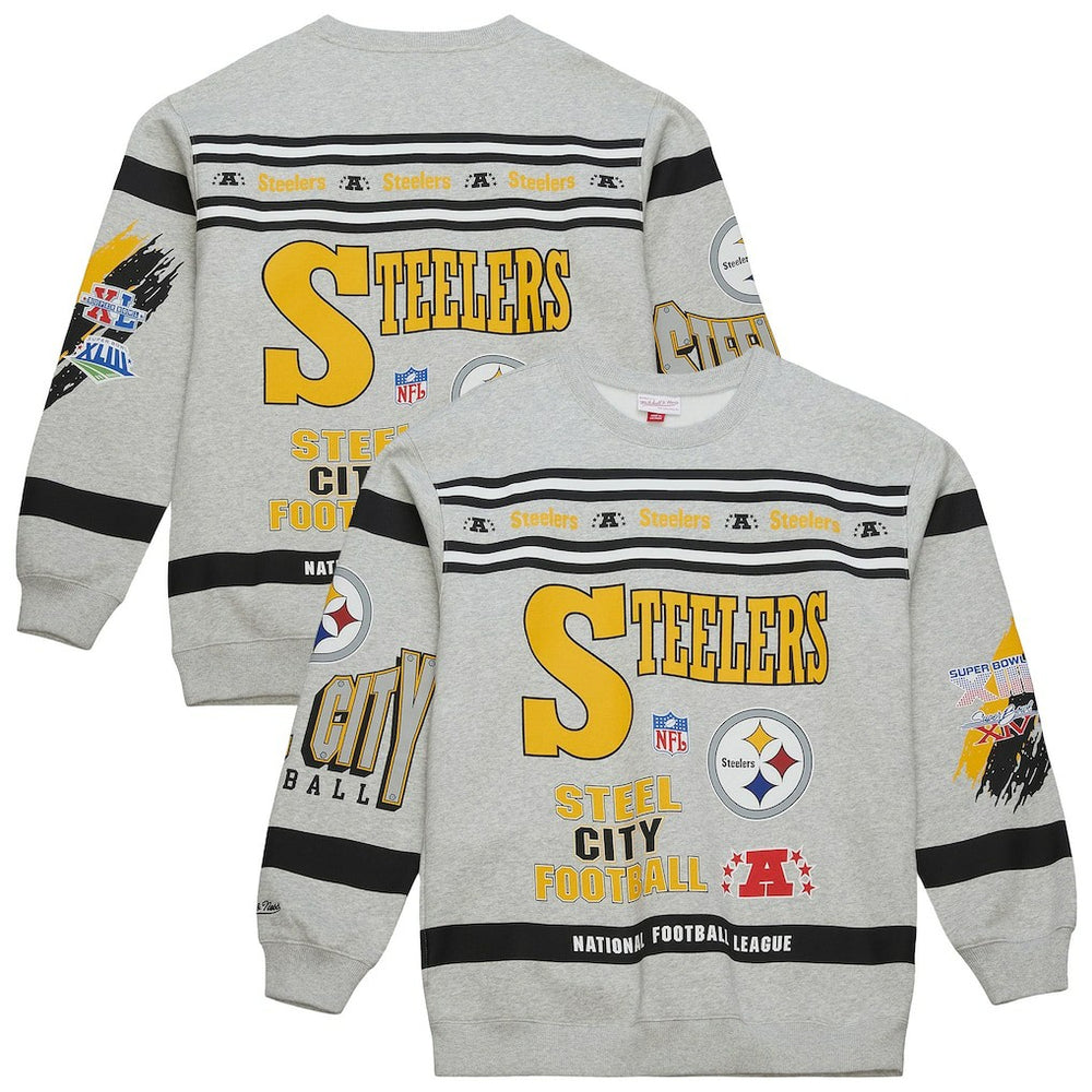 Pittsburgh Steelers All Over Print Vintage Fleece Crewneck Sweatshirt | NFL Outlet