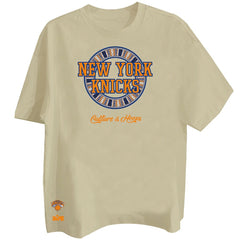 Khaki New York Knicks Two Hype Worldwide Collection Premium T-Shirt | NBA