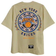 Khaki New York Knicks Two Hype Worldwide Collection Premium T-Shirt | NBA
