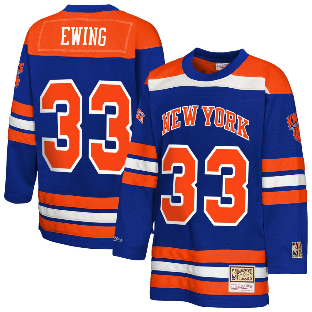 Blue Patrick Ewing New York Knicks Youth Maxxed Out 2.0 Fashion Hockey Jersey | NBA