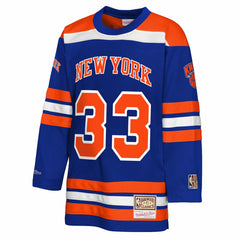 Blue Patrick Ewing New York Knicks Youth Maxxed Out 2.0 Fashion Hockey Jersey | NBA