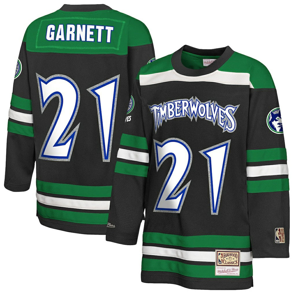 Black Kevin Garnett Minnesota Timberwolves Youth Maxxed Out 2.0 Fashion Hockey Jersey | NBA