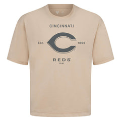 Cincinnati Reds Levelwear Crossway Oversized Luxe Signature Knit T-Shirt - MLB T-shirts