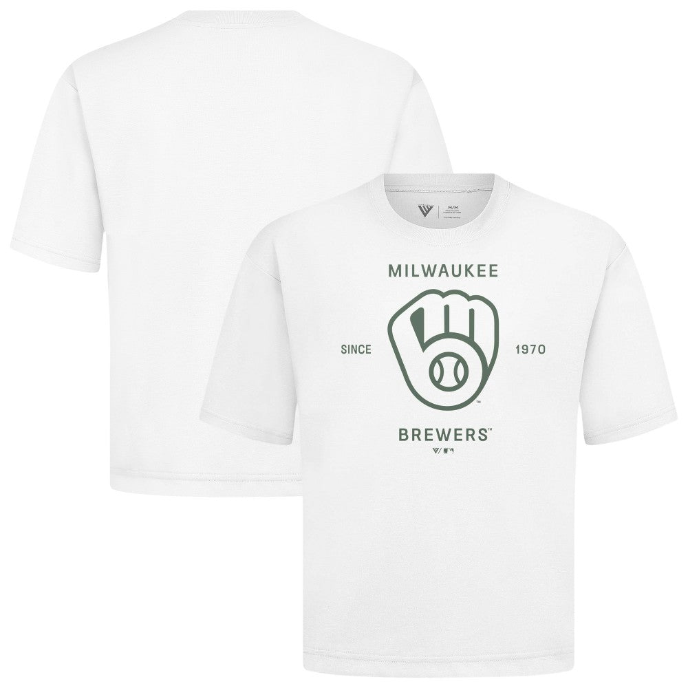Milwaukee Brewers Levelwear Crossway Oversized Luxe Signature Knit T-Shirt - MLB T-shirts