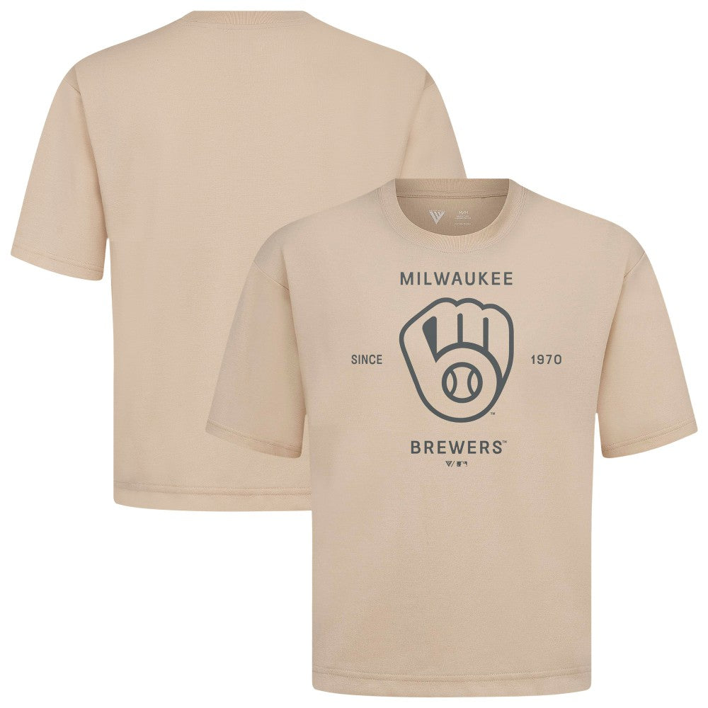 Milwaukee Brewers Levelwear Crossway Oversized Luxe Signature Knit T-Shirt - MLB T-shirts
