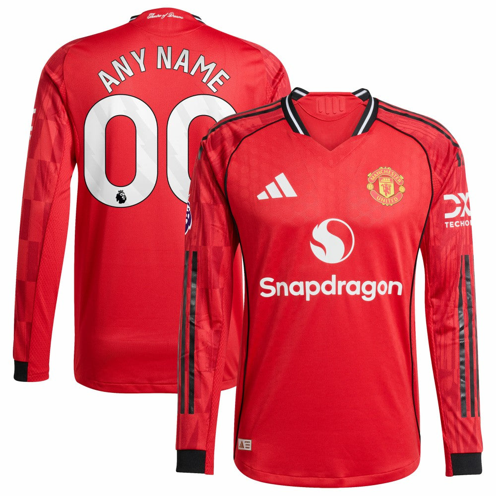 Manchester United Home 2025/26 Custom Long Sleeve Jersey
