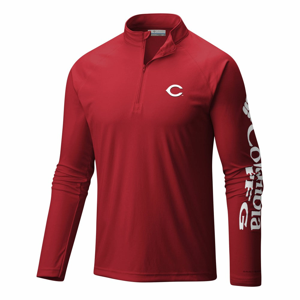 Cincinnati Reds Columbia Terminal Tackle Omni-Wick Raglan Quarter-Zip Pullover - MLB Pullover