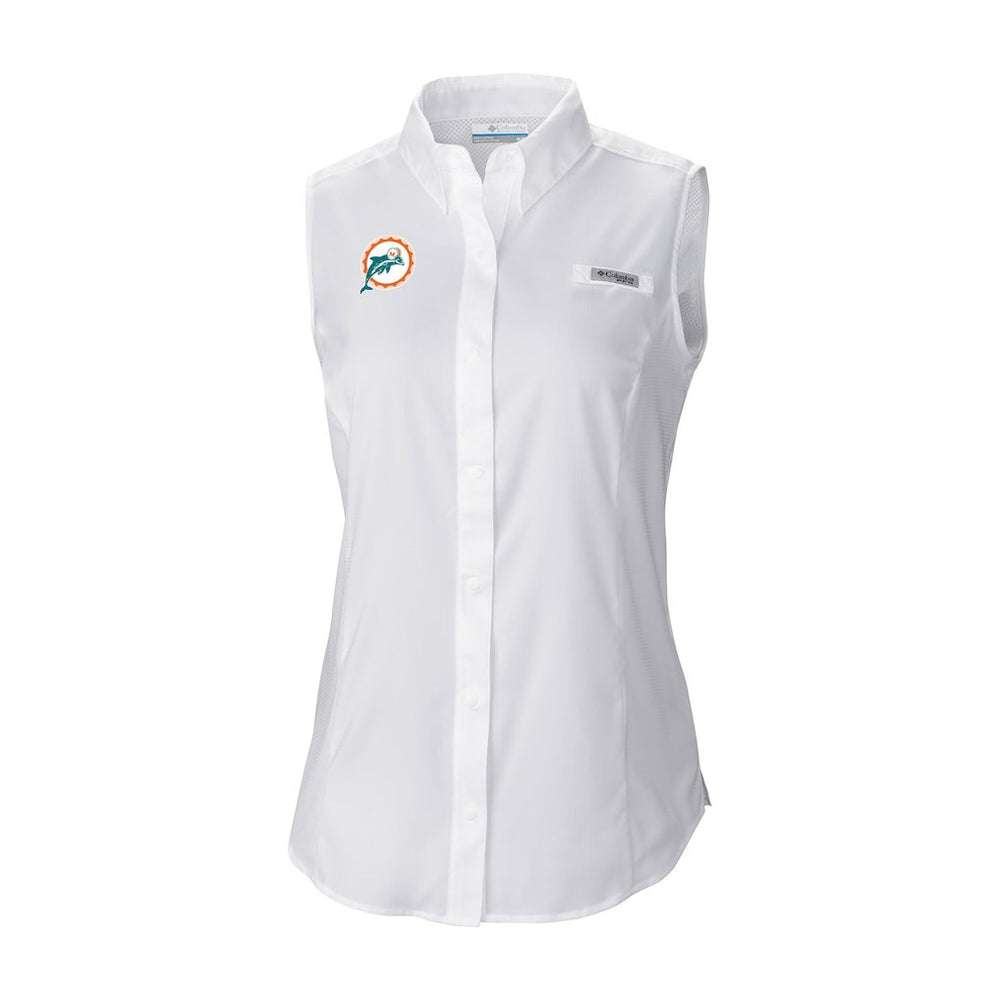 Miami Dolphins Women's Historic Tamiami Omni-Shade Sleeveless Button-Up Shirt | NFL New