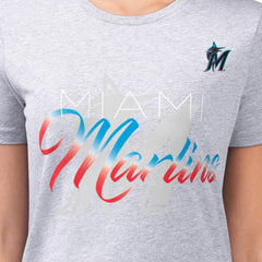 Miami Marlins G-III 4Her by Carl Banks Women's Super-Slim Fit Lightweight Shadow Logo Graphic T-Shirt - MLB T-shirts