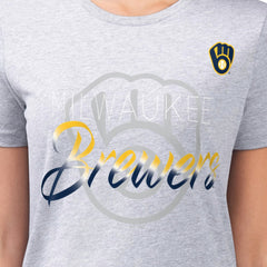 Milwaukee Brewers G-III 4Her by Carl Banks Women's Super-Slim Fit Lightweight Shadow Logo Graphic T-Shirt - MLB T-shirts