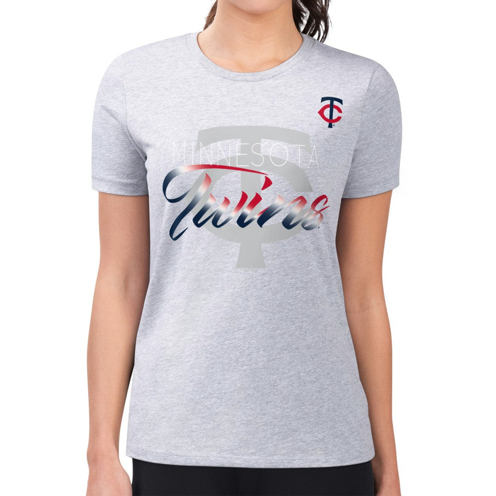 Minnesota Twins G-III 4Her by Carl Banks Women's Super-Slim Fit Lightweight Shadow Logo Graphic T-Shirt - MLB T-shirts
