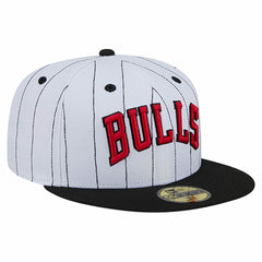 White Chicago Bulls Wordmark Pinstripe 59FIFTY Fitted Hat | NBA