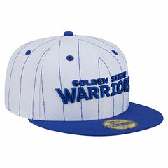 White Golden State Warriors Wordmark Pinstripe 59FIFTY Fitted Hat sale | NBA