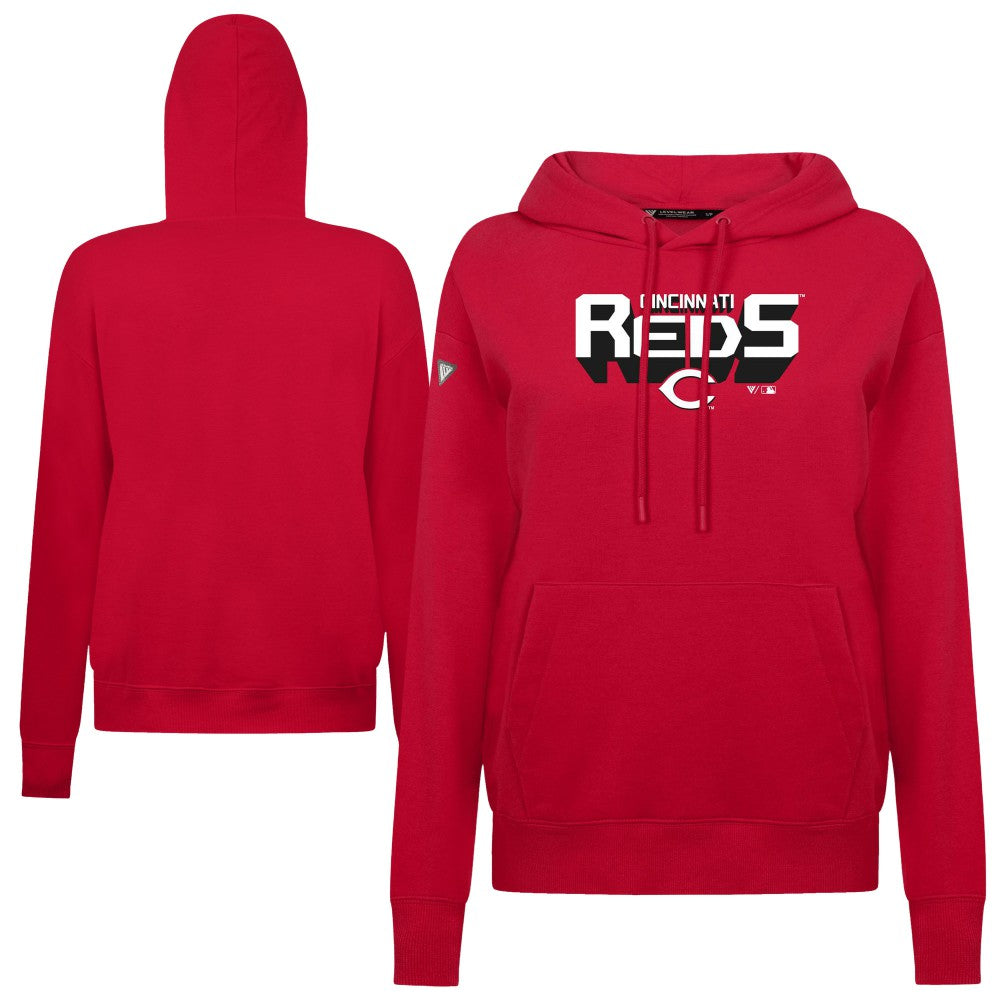 Cincinnati Reds Levelwear Women's Adorn Retro 3D Pullover Hoodie - MLB Hoodies