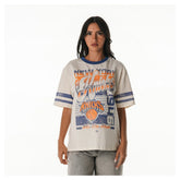 Cream New York Knicks The Wild Collective Women's Vintage Drop Shoulder Oversized Boyfriend T-Shirt | NBA