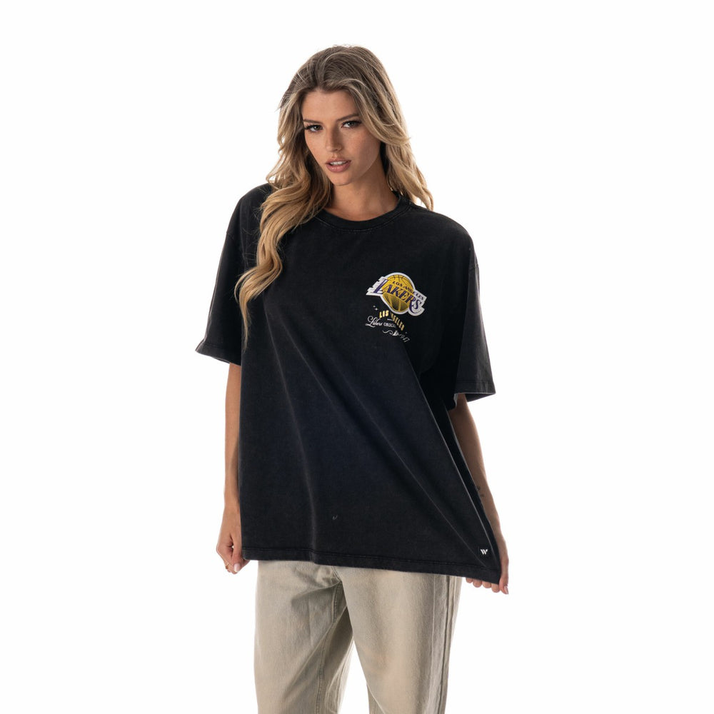 Black Los Angeles Lakers The Wild Collective Unisex Oversized Streetwear T-Shirt | NBA