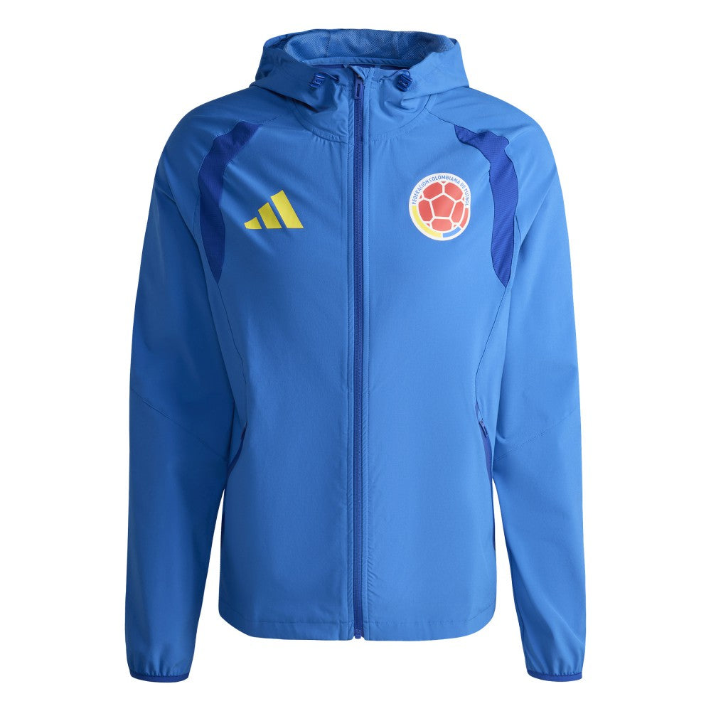 Colombia National Team FIFA x World Cup 2026 Tiro Travel Raglan Full-Zip Windbreaker Hoodie for sale - Blue