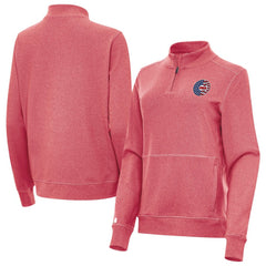 Chicago Cubs Antigua Women's Crush Stars and Stripes Team Logo Quarter-Zip Pullover Top - MLB Pullover
