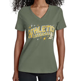 Athletics Starter Women's Fireworks Team Name V-Neck T-Shirt - MLB T-shirts