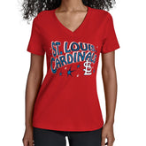 St. Louis Cardinals Starter Women's Fireworks V-Neck T-Shirt - MLB T-shirts