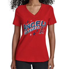 Los Angeles Angels Starter Women's Fireworks V-Neck T-Shirt - MLB T-shirts