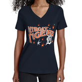 Detroit Tigers Starter Women's Fireworks V-Neck T-Shirt - MLB T-shirts