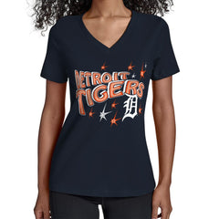 Detroit Tigers Starter Women's Fireworks V-Neck T-Shirt - MLB T-shirts