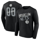 Black Brooklyn Nets Hustle Custom Long Sleeve T-Shirt | NBA