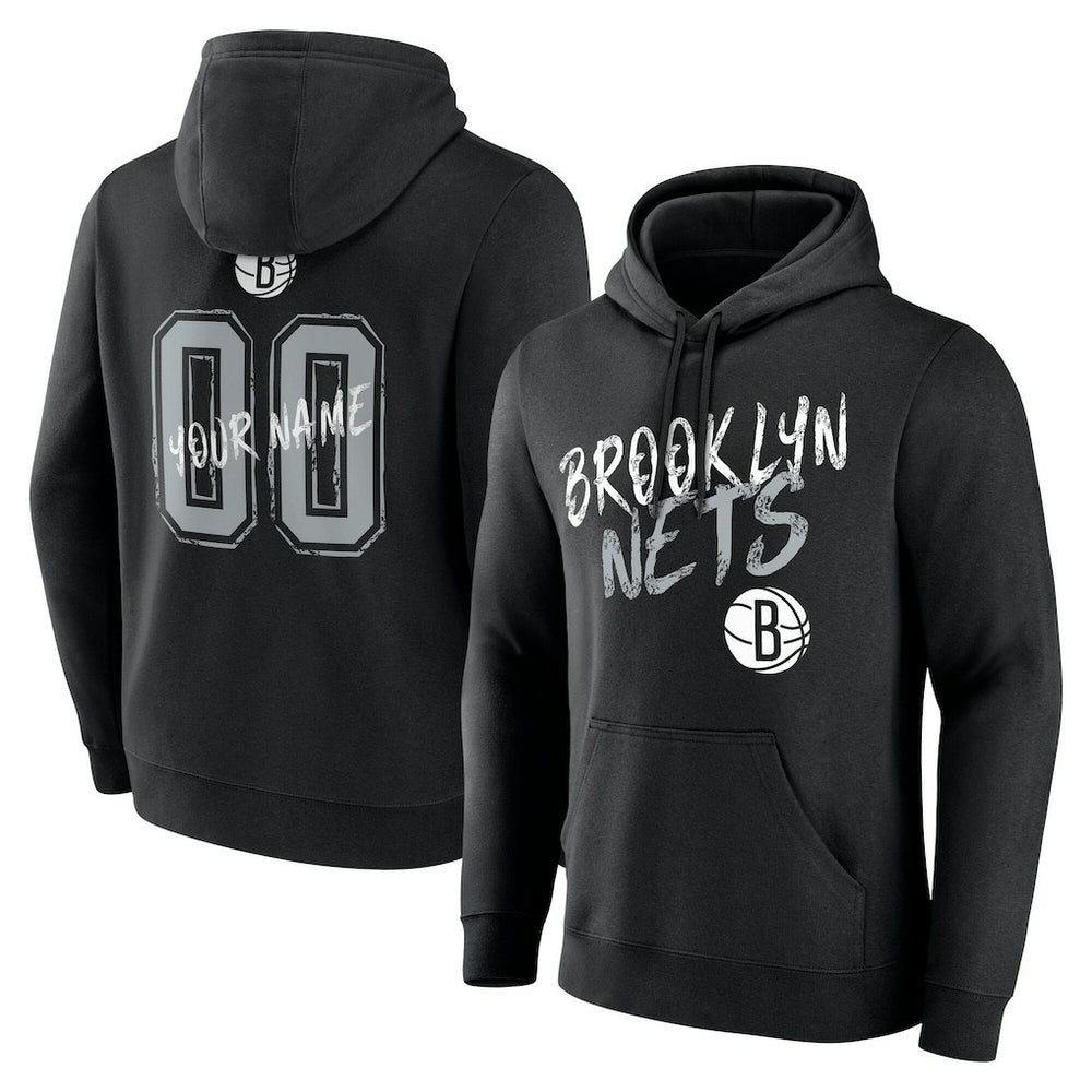 Black Brooklyn Nets Hustle Custom Pullover Hoodie | NBA