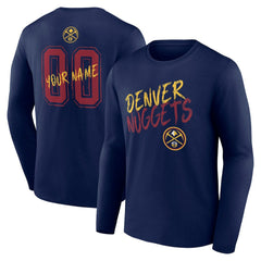 Navy Denver Nuggets Hustle Custom Long Sleeve T-Shirt sale | NBA
