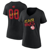 Black Atlanta Hawks Women's Hustle Custom V-Neck T-Shirt | NBA