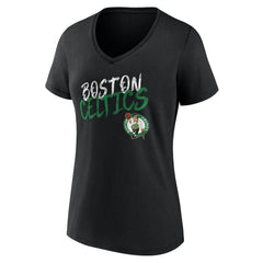 Black Boston Celtics Women's Hustle Custom V-Neck T-Shirt | NBA