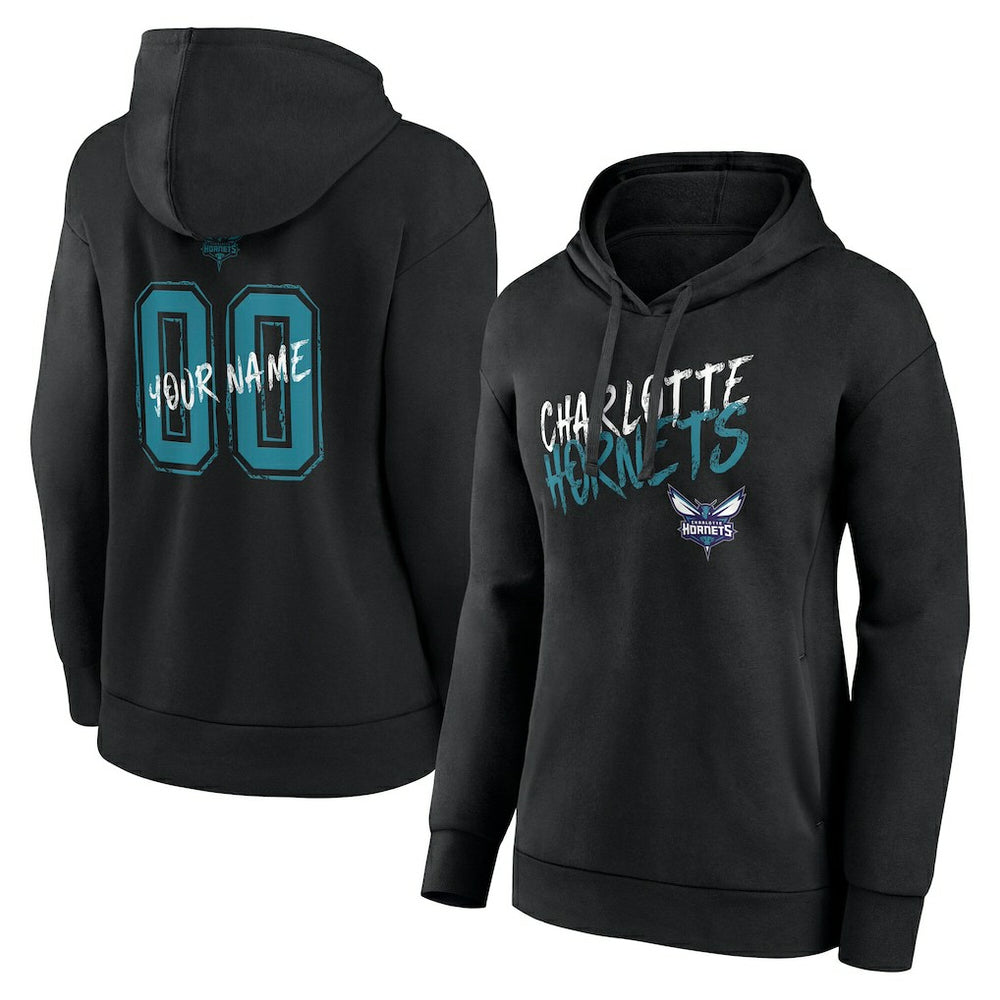 Black Charlotte Hornets Women's Hustle Custom Pullover Hoodie | NBA