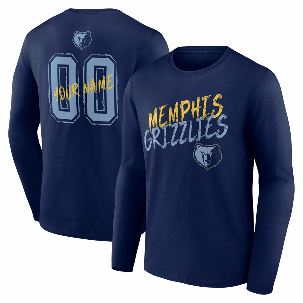 Navy Memphis Grizzlies Hustle Custom Long Sleeve T-Shirt | NBA