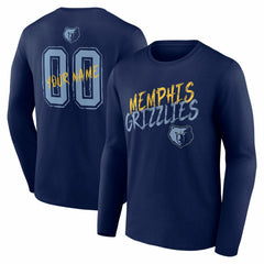 Navy Memphis Grizzlies Hustle Custom Long Sleeve T-Shirt | NBA