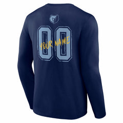Navy Memphis Grizzlies Hustle Custom Long Sleeve T-Shirt | NBA