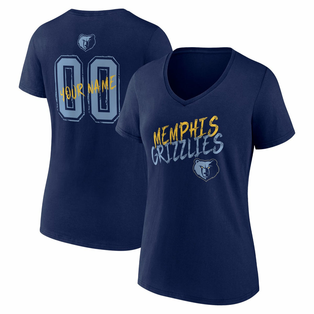 Navy Memphis Grizzlies Women's Hustle Custom V-Neck T-Shirt | NBA
