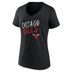 Black Chicago Bulls Women's Hustle Custom V-Neck T-Shirt sale | NBA