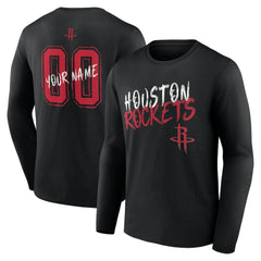 Black Houston Rockets Hustle Custom Long Sleeve T-Shirt | NBA