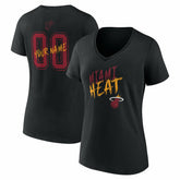 Black Miami Heat Women's Hustle Custom V-Neck T-Shirt | NBA