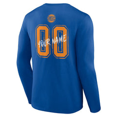 Blue New York Knicks Hustle Custom Long Sleeve T-Shirt | NBA