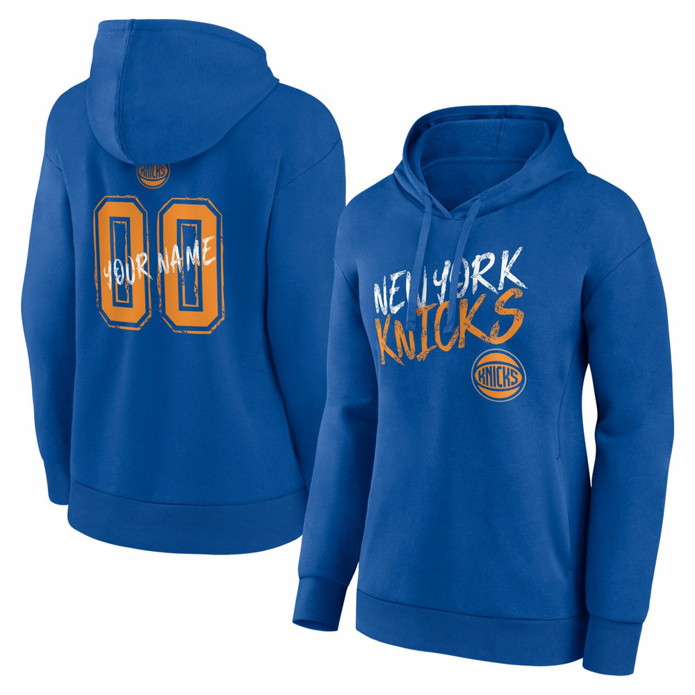 Blue New York Knicks Women's Hustle Custom Pullover Hoodie | NBA