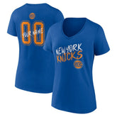 Blue New York Knicks Women's Hustle Custom V-Neck T-Shirt | NBA