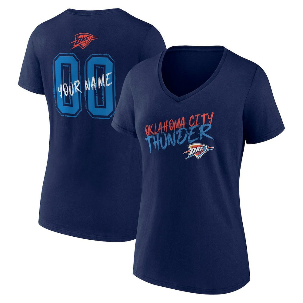 Navy Oklahoma City Thunder Women's Hustle Custom V-Neck T-Shirt | NBA