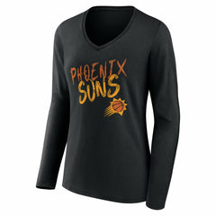 Black Phoenix Suns Women's Hustle Custom Long Sleeve V-Neck T-Shirt | NBA
