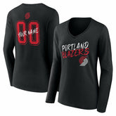 Black Portland Trail Blazers Women's Hustle Custom Long Sleeve V-Neck T-Shirt | NBA