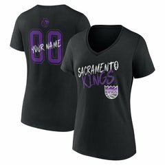 Black Sacramento Kings Women's Hustle Custom V-Neck T-Shirt | NBA