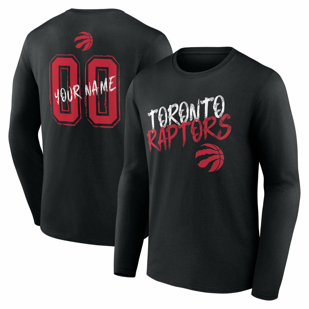 Black Toronto Raptors Hustle Custom Long Sleeve T-Shirt | NBA