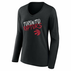 Black Toronto Raptors Women's Hustle Custom Long Sleeve V-Neck T-Shirt | NBA